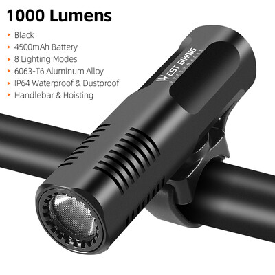 WEST BIKING Prednja svjetla za bicikle 400/800/1000 lumena Prednja svjetla za bicikle Svjetiljka Vodootporna MTB svjetiljka za cestovni biciklizam Dodaci