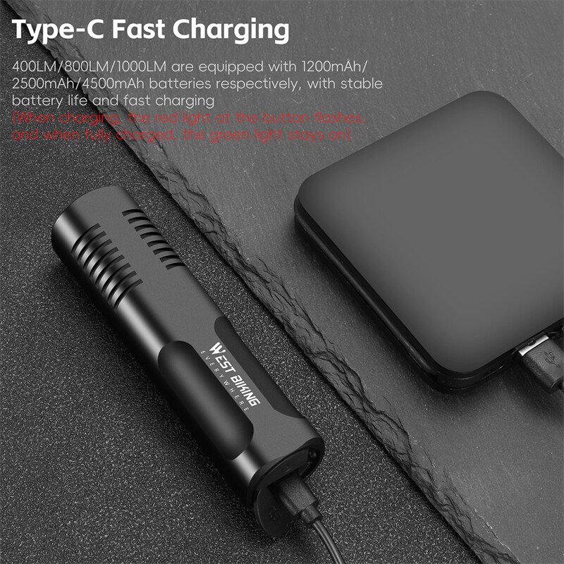 WEST BIKING Prednja svjetla za bicikle 400/800/1000 lumena Prednja svjetla za bicikle Svjetiljka Vodootporna MTB svjetiljka za cestovni biciklizam Dodaci