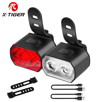 X-TIGER set svjetala za bicikle IPX6 kiša otporna na prednja svjetla Komplet stražnjih svjetala USB punjenje 6 brzina Svjetla za bicikle Vanjska oprema za bicikle