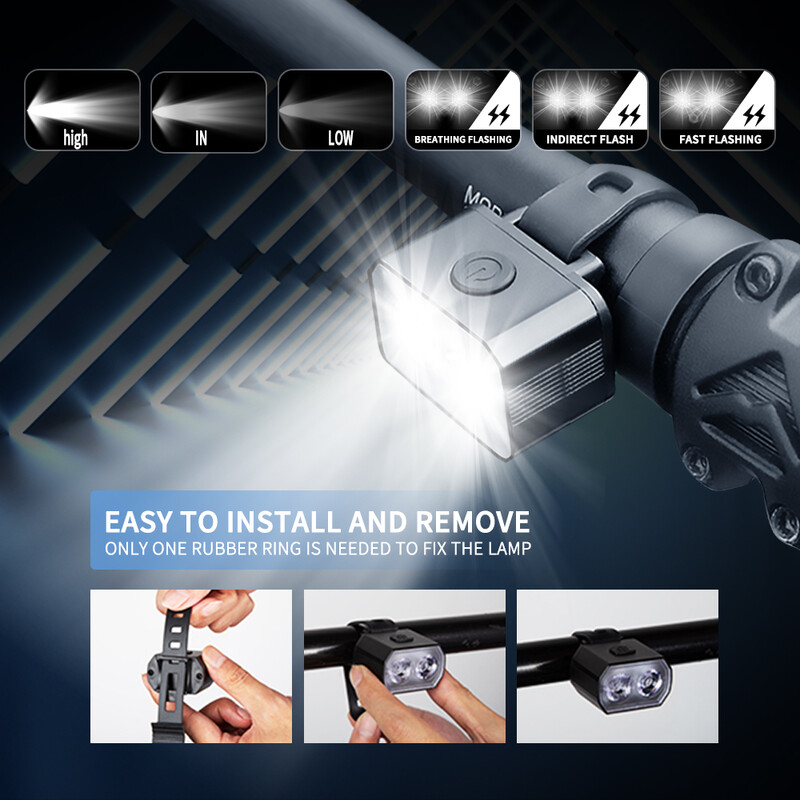 X-TIGER set svjetala za bicikle IPX6 kiša otporna na prednja svjetla Komplet stražnjih svjetala USB punjenje 6 brzina Svjetla za bicikle Vanjska oprema za bicikle