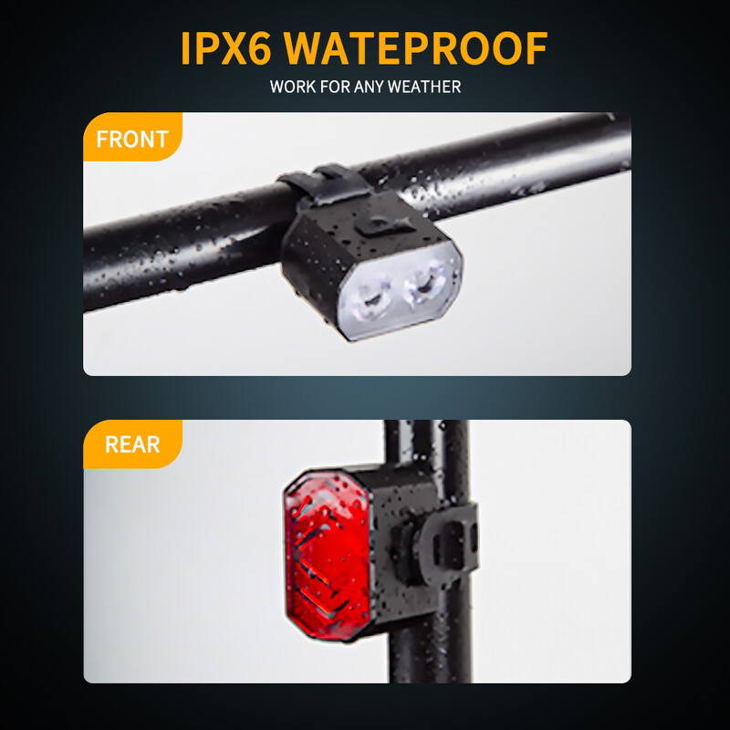 X-TIGER set svjetala za bicikle IPX6 kiša otporna na prednja svjetla Komplet stražnjih svjetala USB punjenje 6 brzina Svjetla za bicikle Vanjska oprema za bicikle