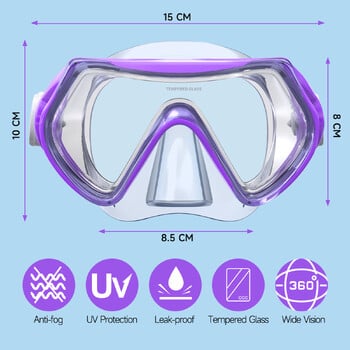 Findway Kids Diving Snorkel Mask με κάλυμμα μύτης Αντιθαμβωτική προστασία 360° Vide Vision κολύμβησης για αγόρια, κορίτσια ηλικίας 5-16