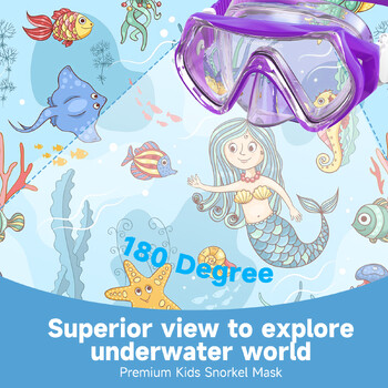 Findway Kids Diving Snorkel Mask με κάλυμμα μύτης Αντιθαμβωτική προστασία 360° Vide Vision κολύμβησης για αγόρια, κορίτσια ηλικίας 5-16