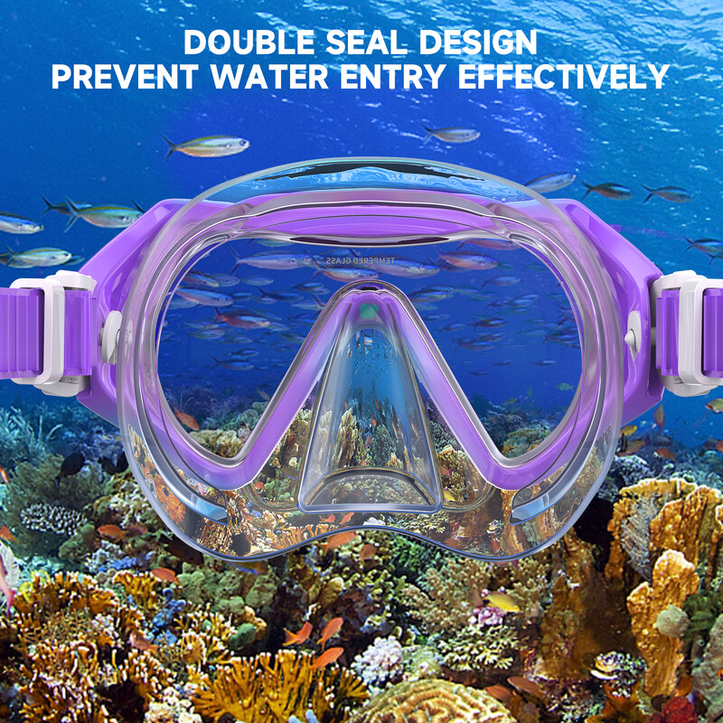 Findway dječja maska za ronjenje s disalicom s poklopcem za nos protiv magljenja/UV zaštitom 360° Vide Vision naočale za plivanje za dječake Djevojčice od 5-16 godina