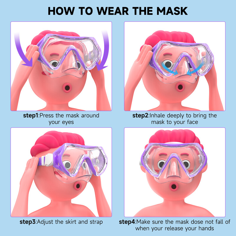 Findway dječja maska za ronjenje s disalicom s poklopcem za nos protiv magljenja/UV zaštitom 360° Vide Vision naočale za plivanje za dječake Djevojčice od 5-16 godina