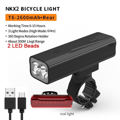 Lampă pentru bicicletă NATFIRE 10000 mAh, fară pentru bicicletă, rezistentă la ploaie, reîncărcabilă prin USB, pentru bicicletă, lanternă super luminoasă pentru ciclism. Lumină față/spate