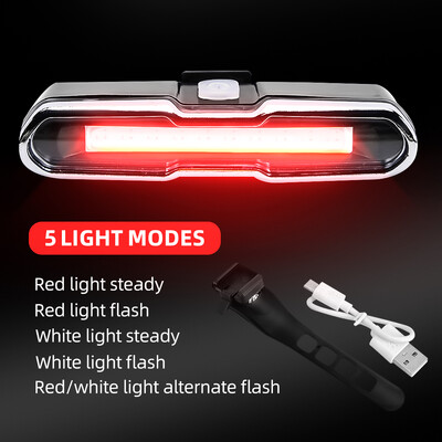 Zadné svetlo na bicykel, ultra jasné, nabíjateľné s USB a vysokou intenzitou LED, príslušenstvo, vodotesné svetlo na prilbu