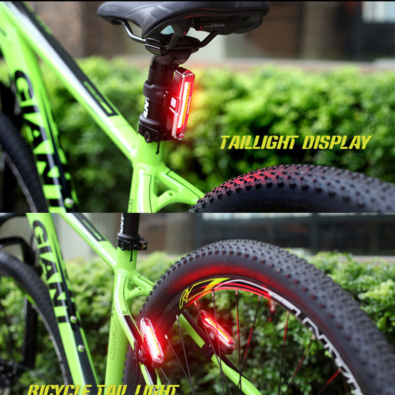 Zadné svetlo na bicykel, ultra jasné, nabíjateľné s USB a vysokou intenzitou LED, príslušenstvo, vodotesné svetlo na prilbu