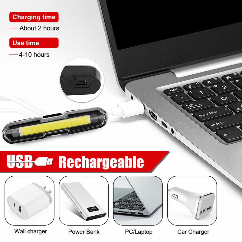Zadné svetlo na bicykel, ultra jasné, nabíjateľné s USB a vysokou intenzitou LED, príslušenstvo, vodotesné svetlo na prilbu