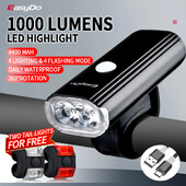 EasyDo svetlo na bicykel, svetlomet na bicykel, rýchle nabíjanie cez USB, 1000 lúmenov, LED cyklistické svietidlo pre príslušenstvo pre MTB cestné bicykle