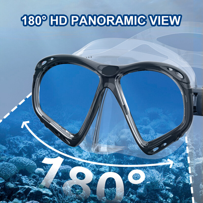 Sada na suché šnorchlovanie, potápačská maska pre dospelých, tvrdené sklo, profesionálne panoramatické šnorchlovacie vybavenie, sada na šnorchlovanie na tréning plávania