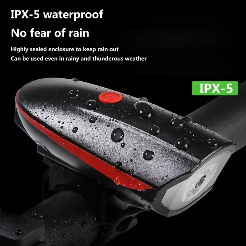 Predné svetlo na bicykel s elektrickým hlasným klaksónom, ultra jasné svetlo pre elektrobicykel, baterka, LED, vodotesný výškový reproduktor, bezpečnostný výstražný zvonček