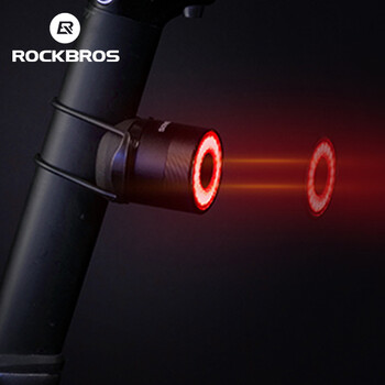 ROCKBROS Smart Bicycle Rear Light Auto Start/Stop Brake Sensing IPX5 Waterproof Type-C Charge Cycling Taillight Bike LED Light