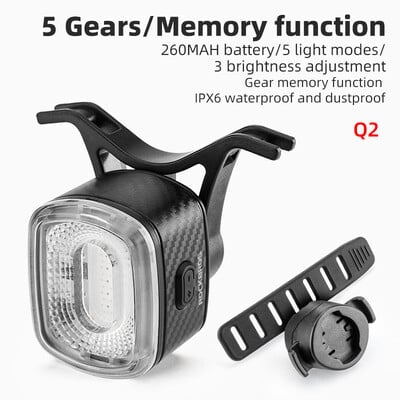 ROCKBROS Pametno stražnje svjetlo za bicikl Auto Start/Stop senzor kočnice IPX5 Vodootporan tip-C Punjenje Stražnja svjetla za bicikl LED svjetlo za bicikl