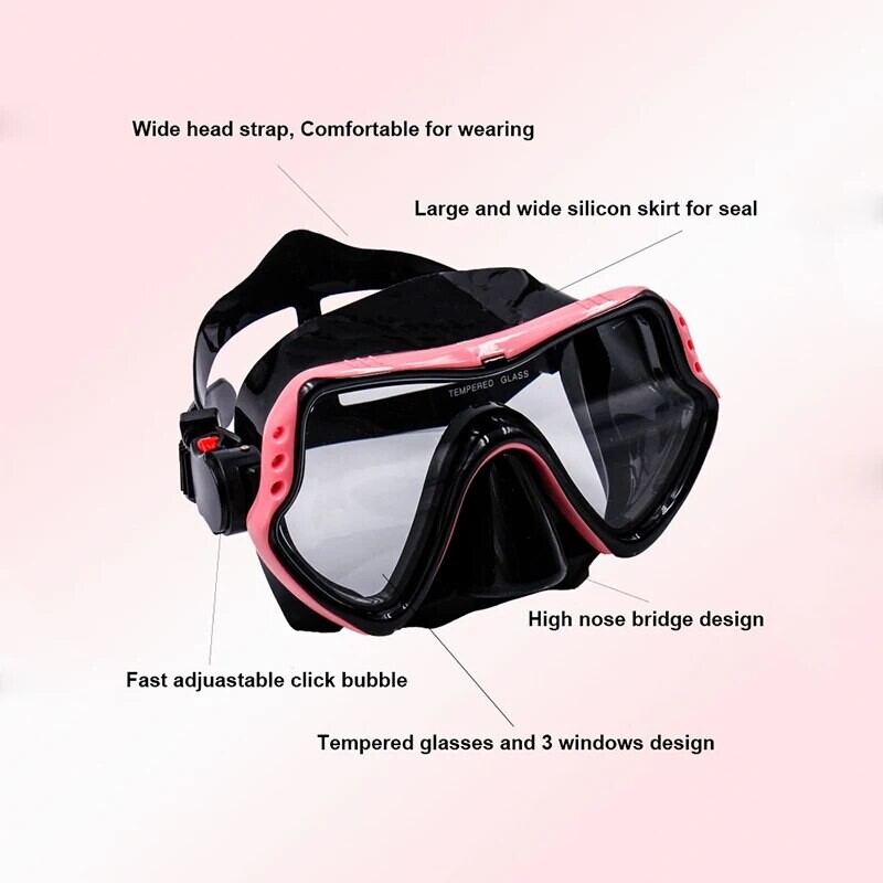 Mască de scufundări cu snorkel Mască de înot HD pentru adulți, ochelari de scufundări anti-ceață, mască de scufundări din sticlă temperată Ochelari de înot cu capac pentru nas
