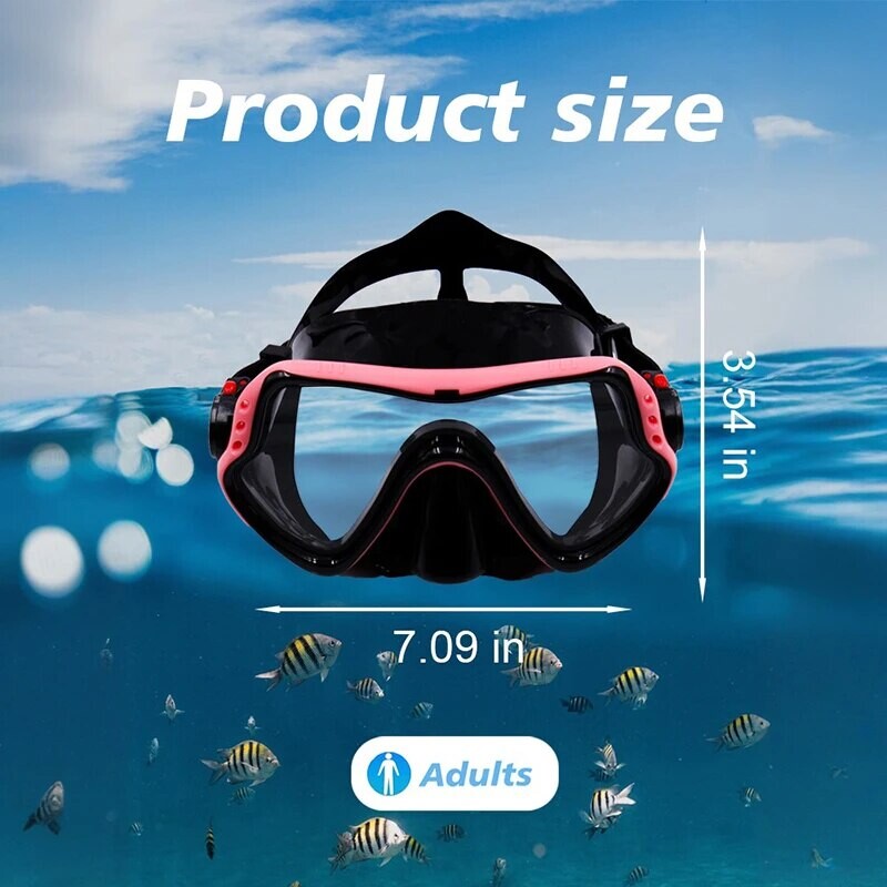 Mască de scufundări cu snorkel Mască de înot HD pentru adulți, ochelari de scufundări anti-ceață, mască de scufundări din sticlă temperată Ochelari de înot cu capac pentru nas