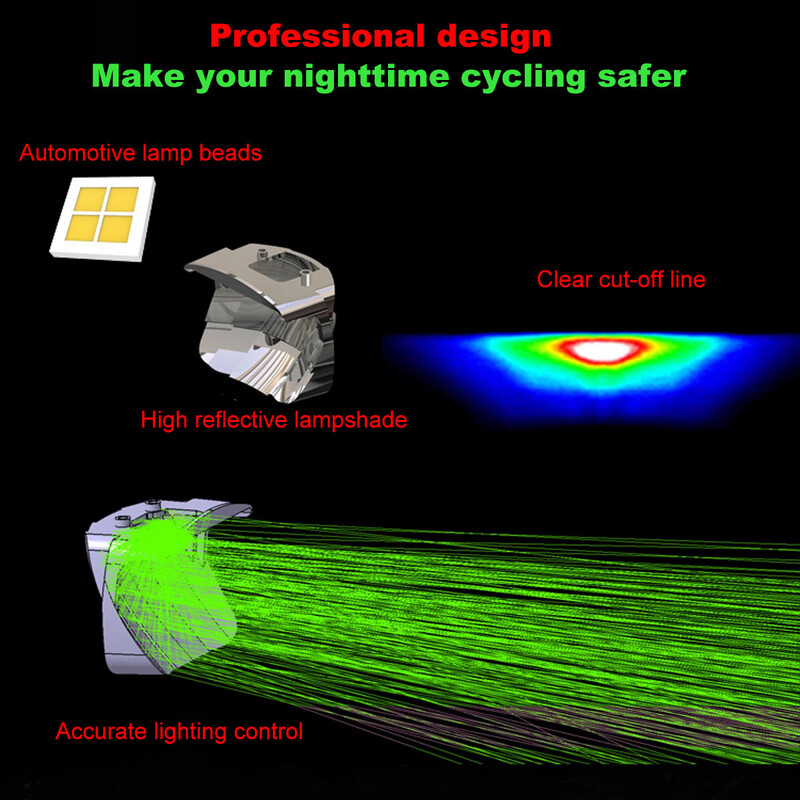 Prednja svjetla na litijske baterije za električne bicikle, s linijom odsječenja, jednostruko svjetlo protiv odsjaja, poboljšana električna svjetiljka za skateboard