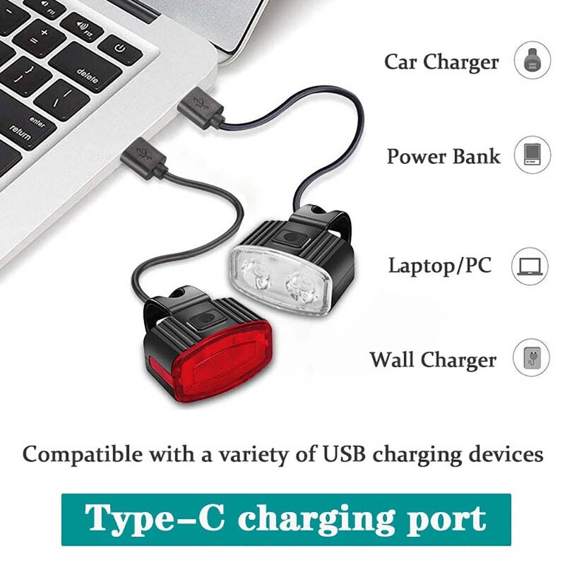 LED zadné svetlá na bicykel, nabíjateľné USB predné svetlo, bezpečnostné výstražné svetlo na bicykel, vodotesné predné zadné svetlo pre MTB horský bicykel