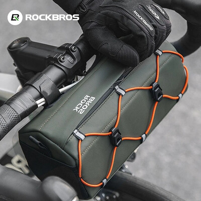 ROCKBROS Велосипедна чанта за предна тръба 2.2L Капацитет Чанта за кормило Водоустойчива многофункционална преносима чанта за рамо Тръбна чанта Еластична лента