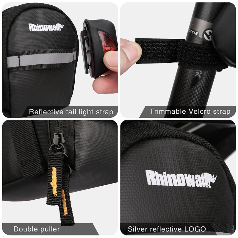 Rhinowalk Bike Mala torba za sedlo, reflektirajuća, otporna na prskanje, s reflektirajućim može se objesiti, stražnje svjetlo, biciklizam za Mtb, cestovni bicikl, set alata