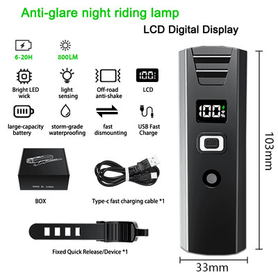 Išmanieji jutikliniai dviračių žibintai Nakties važiavimo apšvietimo įranga Saugus kelio apšvietimas LCD paryškinamas kelio šviesos jutiklis, automatinis apšvietimas