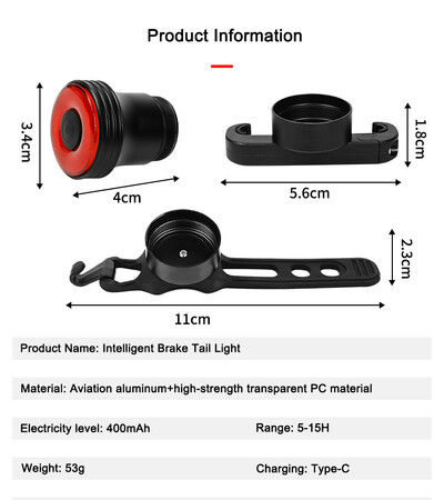 Išmanieji jutikliniai dviračių žibintai Nakties važiavimo apšvietimo įranga Saugus kelio apšvietimas LCD paryškinamas kelio šviesos jutiklis, automatinis apšvietimas