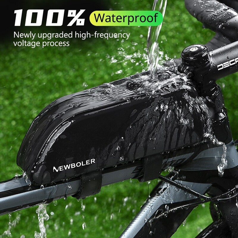 NEWBOLER Torba za bicikl Otporna na kišu Biciklistička gornja prednja cijev Torba s okvirom velikog kapaciteta MTB torba za cestovni bicikl Crna oprema za bicikl