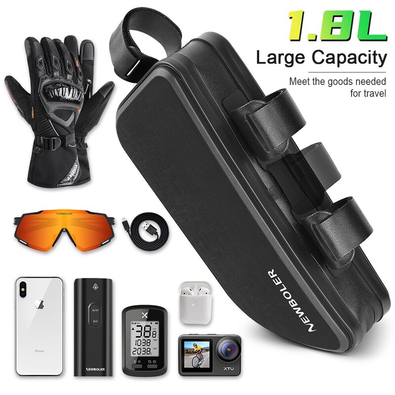 NEWBOLER Torba za bicikl Otporna na kišu Biciklistička gornja prednja cijev Torba s okvirom velikog kapaciteta MTB torba za cestovni bicikl Crna oprema za bicikl