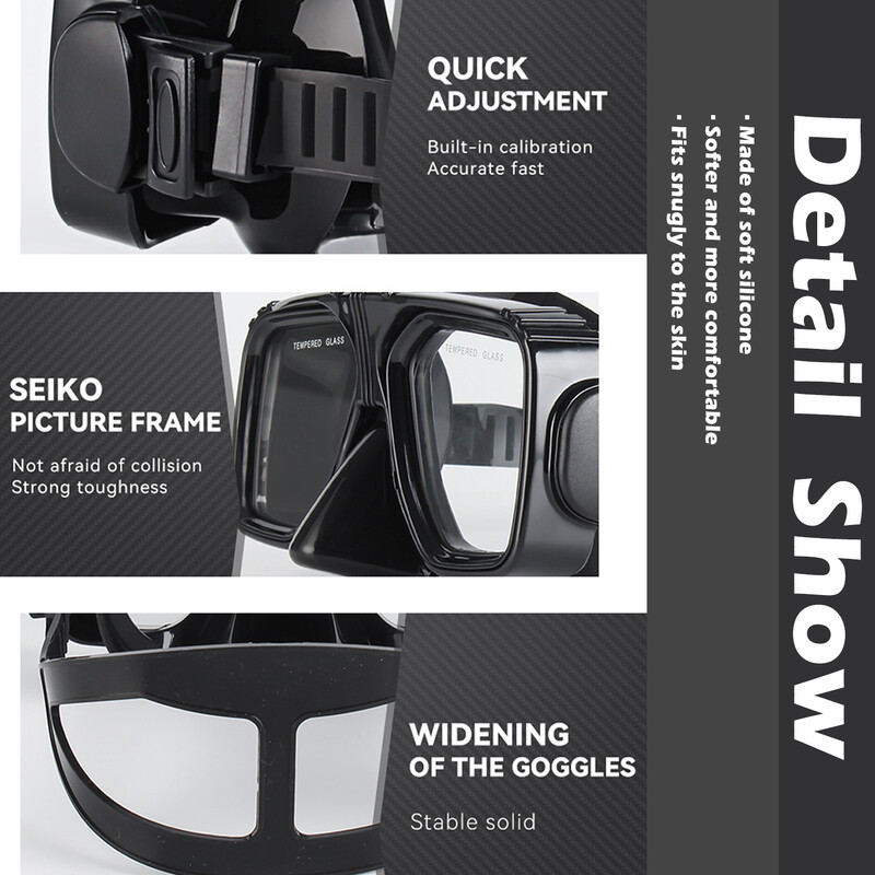 Ronilačke naočale protiv UV zračenja i zamagljivanja za odrasle s velikim lećama i inovativnim ventilom za sušenje, cijevi za disanje za udobno podvodno iskustvo