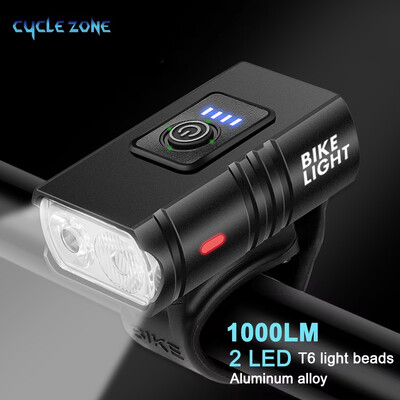 BK02 Φωτιστικό ποδηλάτου USB Επαναφορτιζόμενο T6 LED Φώτα ποδηλάτου 6 Λειτουργιών Φακός MTB Προβολέας ποδηλάτου για ποδηλατικό ποδήλατο μπροστινό φωτιστικό