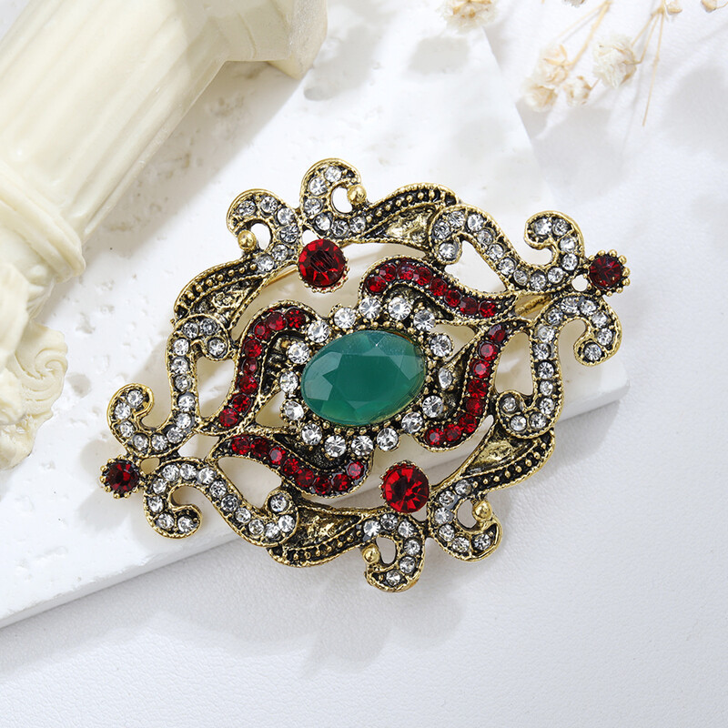 Europska i američka palača u prekograničnom stilu najprodavaniji retro broš od kamenčića tirkizna nova ženska barokna boja broš od koržaža