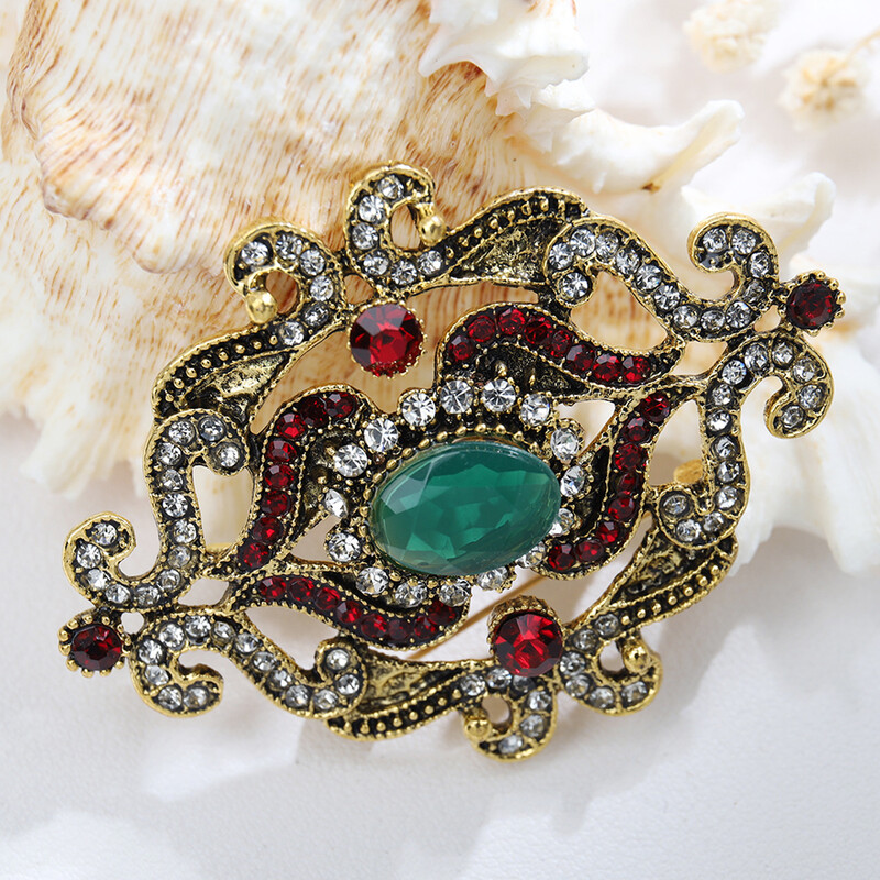 Europska i američka palača u prekograničnom stilu najprodavaniji retro broš od kamenčića tirkizna nova ženska barokna boja broš od koržaža
