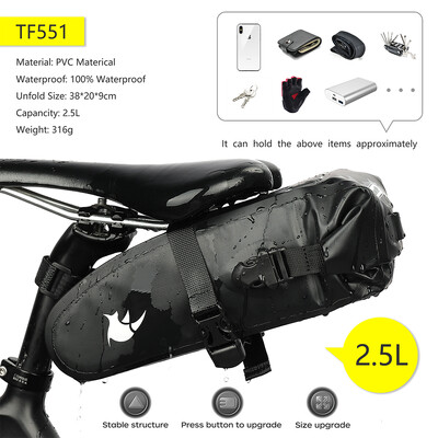 Rhinowalk 1.5L Bicikl Bike Saddle Bag biciklističko sjedalo Bicycle Tail Reflektirajuće torbe Stražnja torba vodootporna torba za sedlo