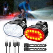 Komplet prednjeg stražnjeg svjetla za bicikl, USB punjenje, vodootporno svjetlo za prednja svjetla za bicikl MTB, stražnje svjetlo za biciklizam, LED lampa, dodaci za bicikl