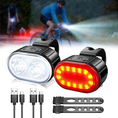 Kerékpár első hátsó lámpakészlet USB töltő kerékpár vízálló fényszóró MTB kerékpáros hátsó lámpa LED lámpás kerékpártartozékok