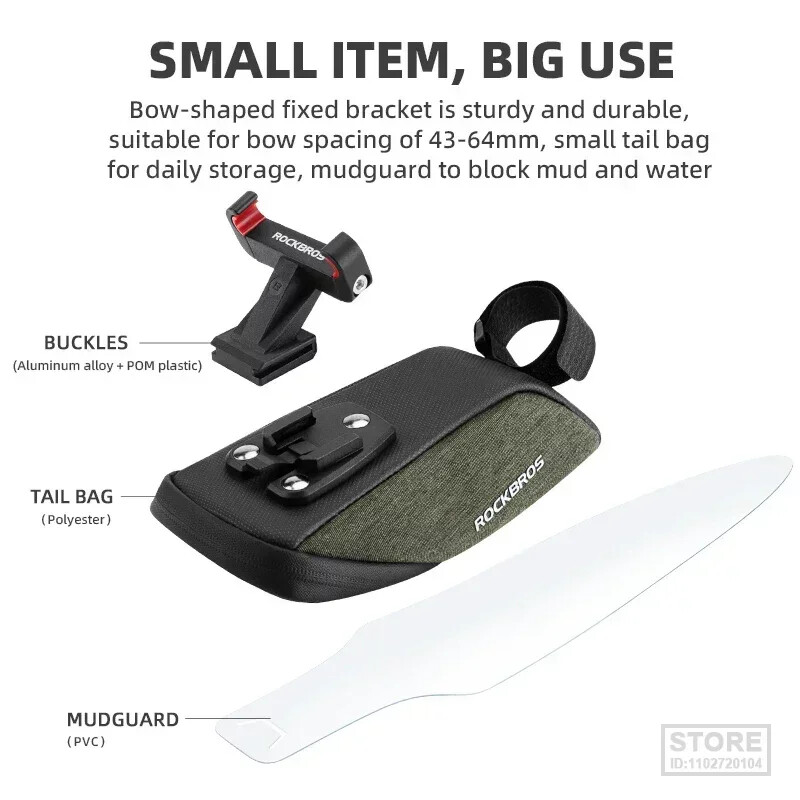 ROCKBROS torba za sjedalo bicikla, prijenosna vodootporna biciklistička sjedalica, torba za rep MTB cestovna torba za pohranu bicikla, ruksak s blatobranom