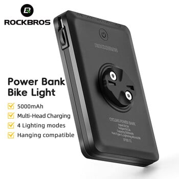 ROCKBROS Велосипедна светлина за 5000mAh Power Bank Батерия Велосипедна светлина Type-C Зареждане за Garmin Bryton IGS Компютърни светлини Зареждане