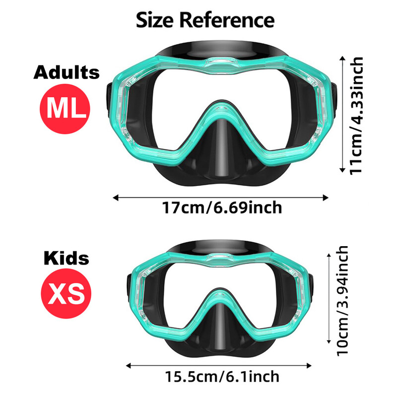 Maska za ronjenje s 3 prozora Panoramski široki pogled HD s tri leće, podesivo ronjenje s disalicom Plivanje Ronjenje za odrasle i djecu