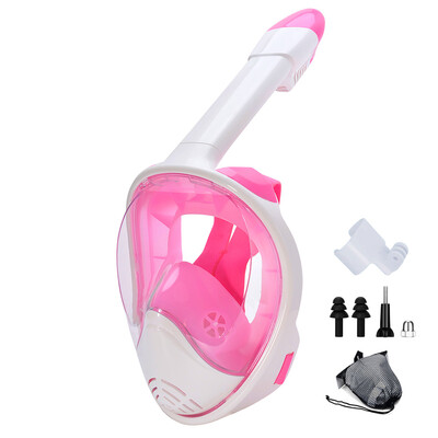 Маска за гмуркане с шнорхел за цялото лице с монтиране на камерата 180-градусов панорамен изглед, комплект за гмуркане с шнорхел против замъгляване и изтичане за възрастни деца