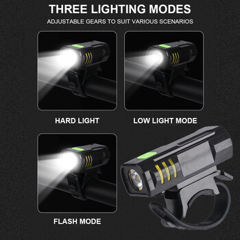 Комплект светлини за велосипеди Яркост на предните светлини USB акумулаторни лесни за инсталиране 3 режима Аксесоари за велосипеди за велосипеден път MTB