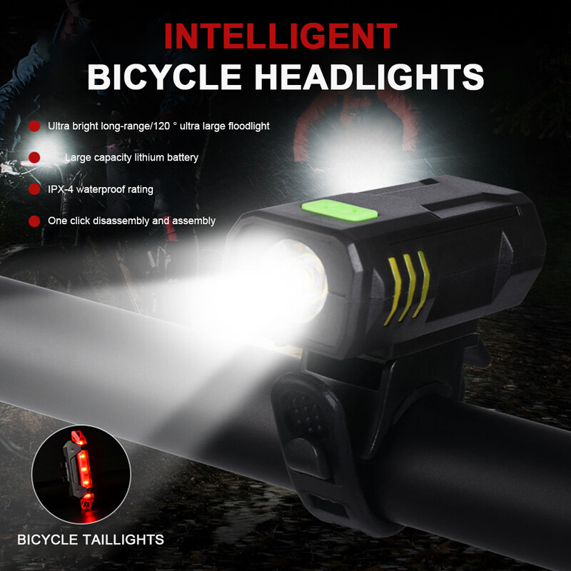 Komplet svjetala za bicikl Svjetlina prednjeg svjetla USB Punjiva Jednostavna instalacija 3 načina Dodatna oprema za bicikle za cestovnu MTB