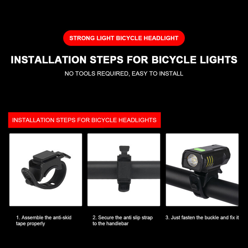 Komplet svjetala za bicikl Svjetlina prednjeg svjetla USB Punjiva Jednostavna instalacija 3 načina Dodatna oprema za bicikle za cestovnu MTB