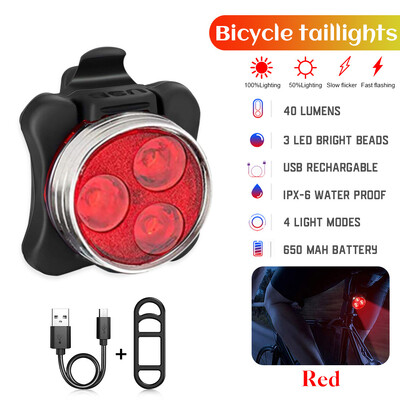 3 LED stražnja svjetla za bicikl s USB punjivom stražnjom kopčom za bicikl Svjetlo za svjetlo Svjetlo za bicikl Luz Bicicleta Dodaci za bicikl