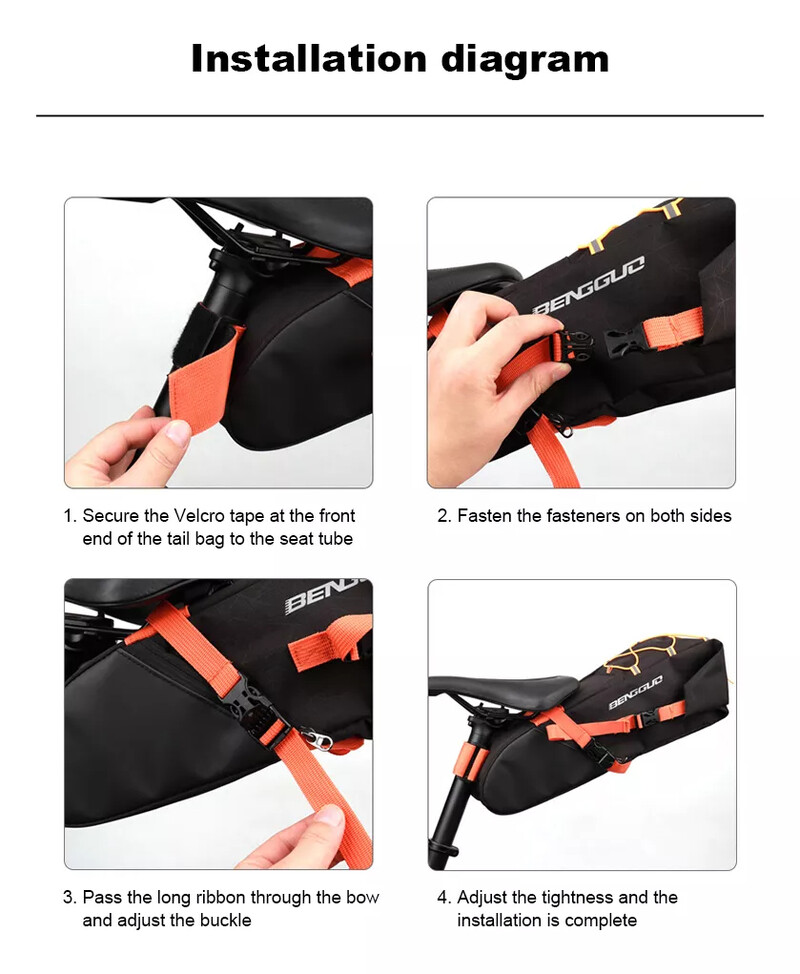 Torba za sedlo za bicikl Vodootporni MTB cestovni bicikl 10L velikog kapaciteta Biciklizam ispod torbe Sklopiva stražnja torba za vanjski dio Pribor za prtljažnik