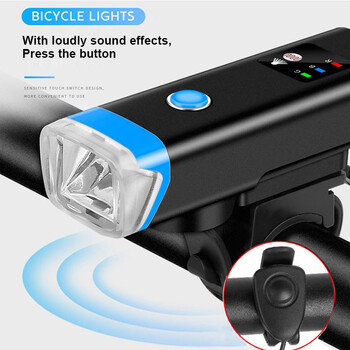 Bike Horn Light Μπροστινό Φωτιστικό Ποδηλάτου Φωτιστικά ποδηλάτου με Ηλεκτρικό Κόρνα 120DB Φακός Ποδηλασίας για Προβολέα Ποδηλάτου Κουδούνι ποδηλάτου