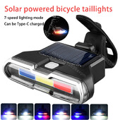 Lampă spate pentru bicicletă MTB Lumină spate pentru bicicletă Lumină solară reîncărcabilă Ușor de instalat 7 moduri Accesorii pentru biciclete Bicicletă Impermeabil