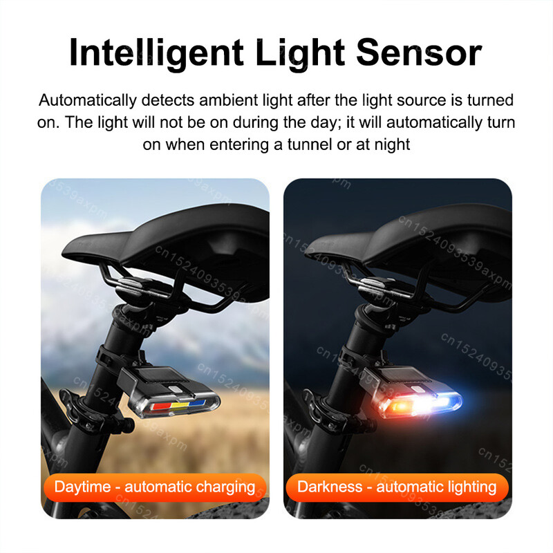 Lampă spate pentru bicicletă MTB Lumină spate pentru bicicletă Lumină solară reîncărcabilă Ușor de instalat 7 moduri Accesorii pentru biciclete Bicicletă Impermeabil