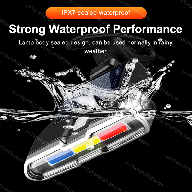 Lampă spate pentru bicicletă MTB Lumină spate pentru bicicletă Lumină solară reîncărcabilă Ușor de instalat 7 moduri Accesorii pentru biciclete Bicicletă Impermeabil