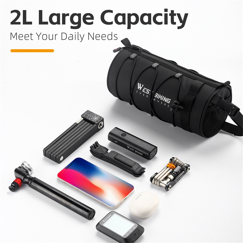 WEST BIKING Μπροστινή τσάντα ποδηλάτου Μεγάλης χωρητικότητας Αδιάβροχη τσάντα τιμονιού ποδηλασίας πολλαπλών λειτουργιών Road MTB Τσάντα σωλήνα πλαισίου ποδηλάτου