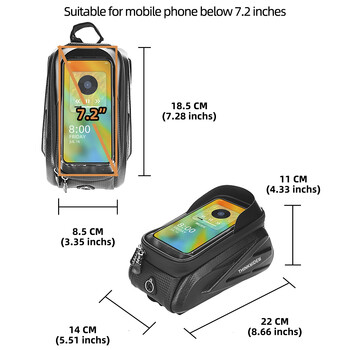 ThinkRider Bike Bag 2L Frame Front Tube Велосипедна чанта Велосипед Водоустойчив калъф за телефон Държач 7 инча Чанта за сензорен екран Аксесоари